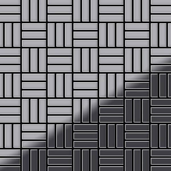 ALLOY Mosaik Fliese Massiv Metall Edelstahl Hochglanz Grau 1
