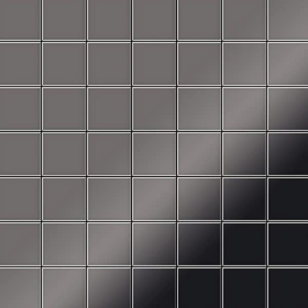 ALLOY Mosaik Fliese Massiv Metall Titan Hochglanz Dunkelgrau 1