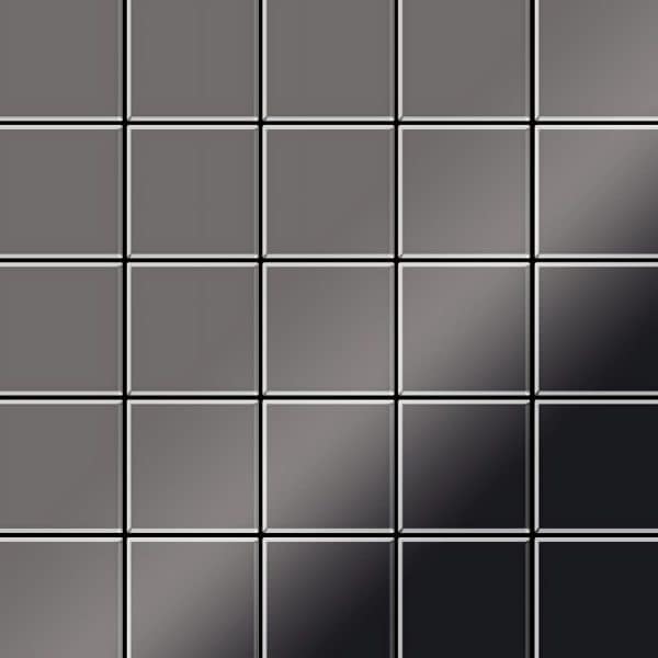 ALLOY Mosaik Fliese Massiv Metall Titan Hochglanz Dunkelgrau 1