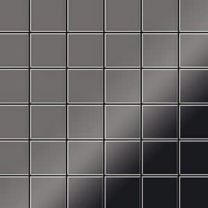 ALLOY Mosaik Fliese Massiv Metall Titan Hochglanz Dunkelgrau 1