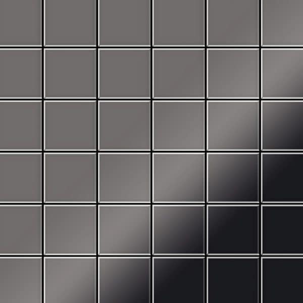 ALLOY Mosaik Fliese Massiv Metall Titan Hochglanz Dunkelgrau 1