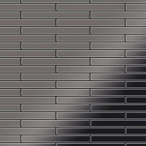 ALLOY Mosaik Fliese Massiv Metall Titan Hochglanz Dunkelgrau 1