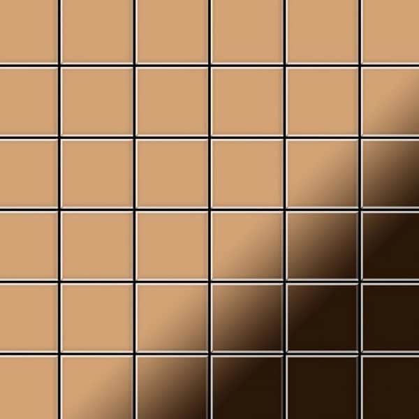 ALLOY Mosaik Fliese Massiv Metall Titan Hochglanz Kupfer 1