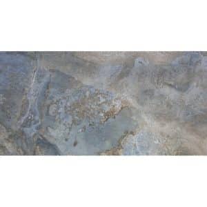 Bodenfliese Feinsteinzeug Travertino Grau 60 cm x 120 cm
