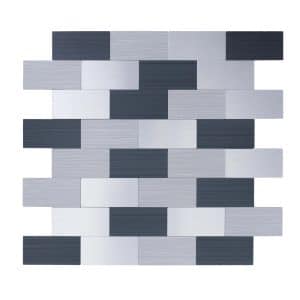 Dalsys Selbstklebende Fliesen 1m² 11 Stück Rechteck Grau Mix Silber