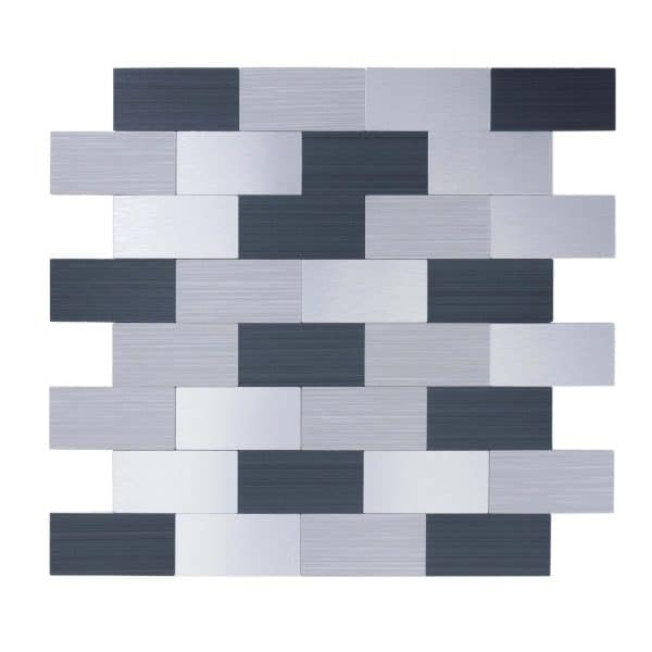 Dalsys Selbstklebende Fliesen 1m² 11 Stück Rechteck Grau Mix Silber