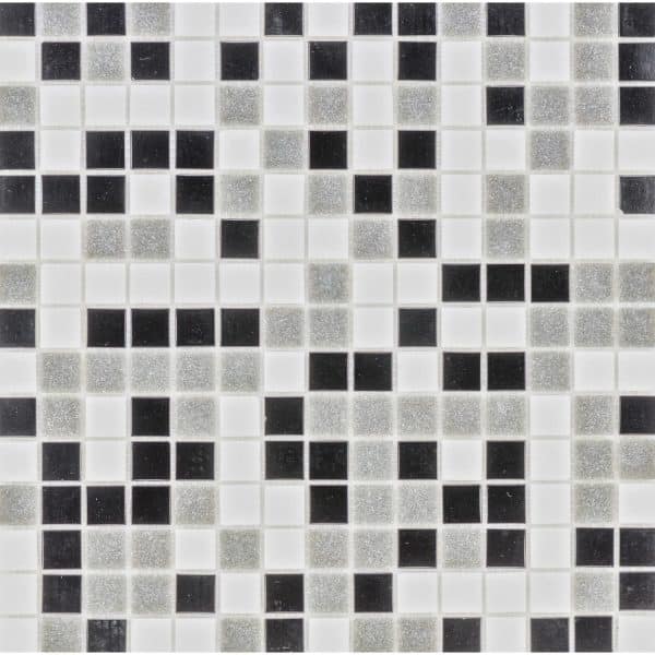 Glasmosaikmatte Black-Grey-White Mix 32