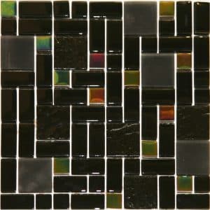 Glasmosaikmatte Black Rainbow 30 cm x 30 cm
