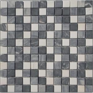 Mosaikmatte Marmor Grau Weiß Mix 30 cm x 30 cm
