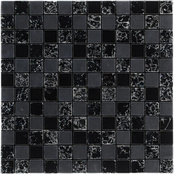 Mosaikmatte Smart Black Glas Schwarz 30 cm x 30 cm